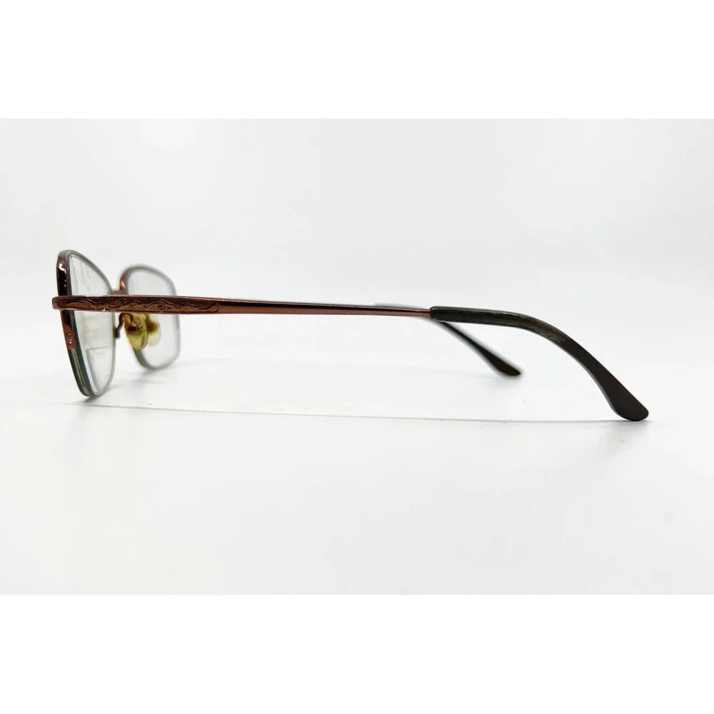 Linda Evans 345 Eyeglasses Women Brown Metal Floral Temple 53-18-130
